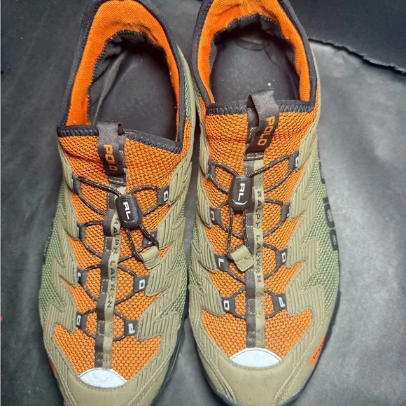 Polo Ralph Lauren ADVNTR 300 LT Trail Sneakers Olive Orange Size 12 - Picture 2 of 9